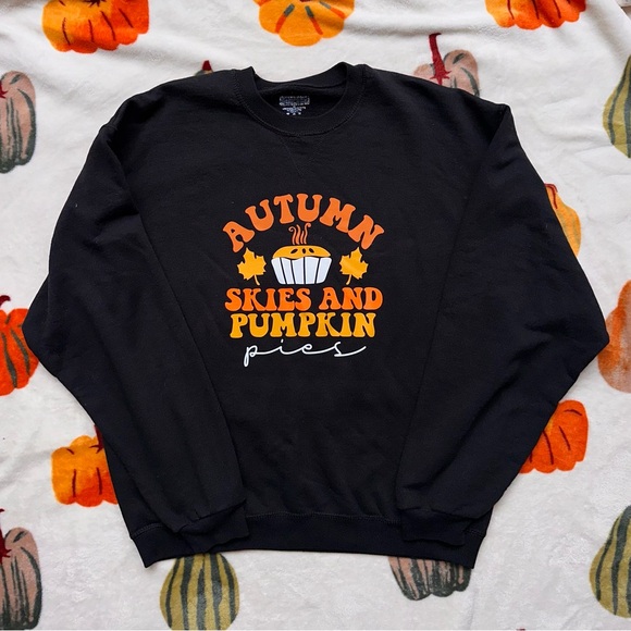 Thrifted black sweatshirt with custom fall design! - Picture 1 of 1
